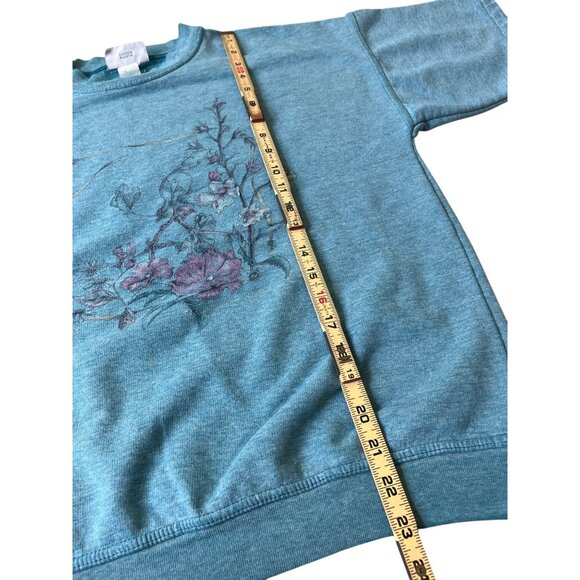 Northern Reflections Y2K VTG Sweatshirt Womens Large Blue Floral Cottage Boho - Picture 8 of 8